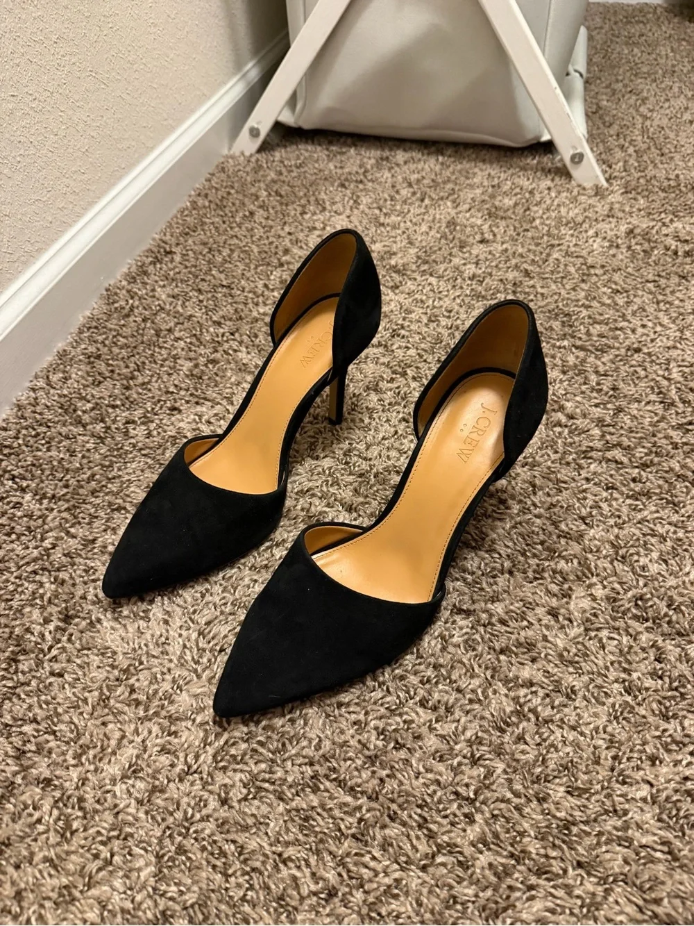 Black suede J.Crew heels